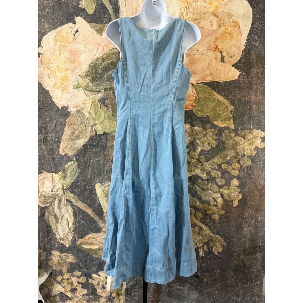 New Anthropologie Reformation Sebastien Denim Midi Dress Size 8 - Picture 6 of 9